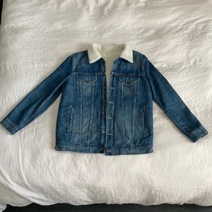 ABLE Andreina Sherpa Jacket, Denim, Size L